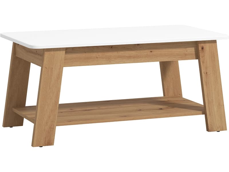 Couchtish PIAVE 54.5x101x46.5cm weiss glänzend