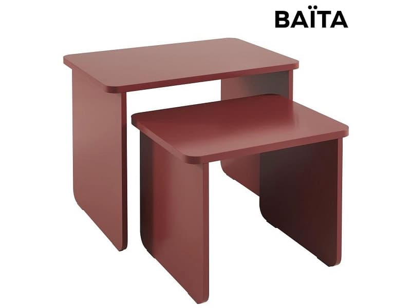 BAÏTA Set für Couchtische AKKA 39.5x60x44cm bordeau
