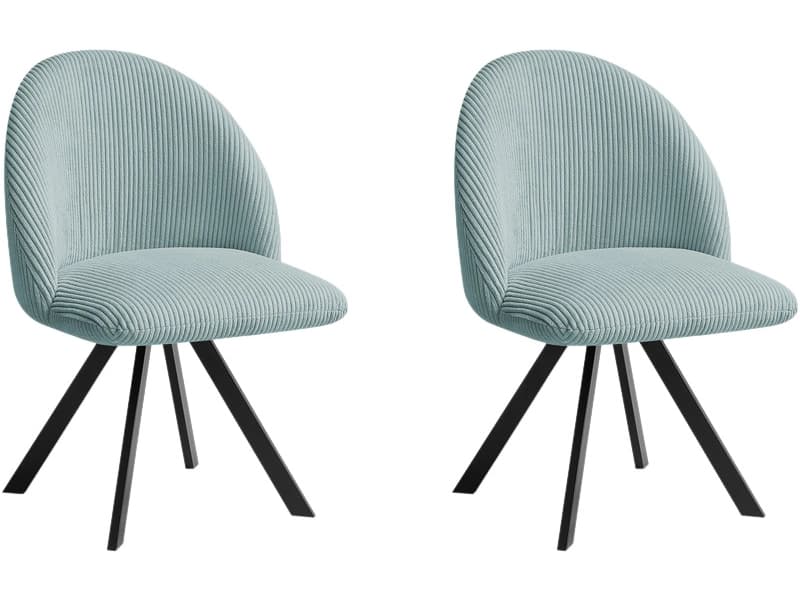 BOBOCHIC Set mit 2 Stühlen LALIE Stoff hellblau