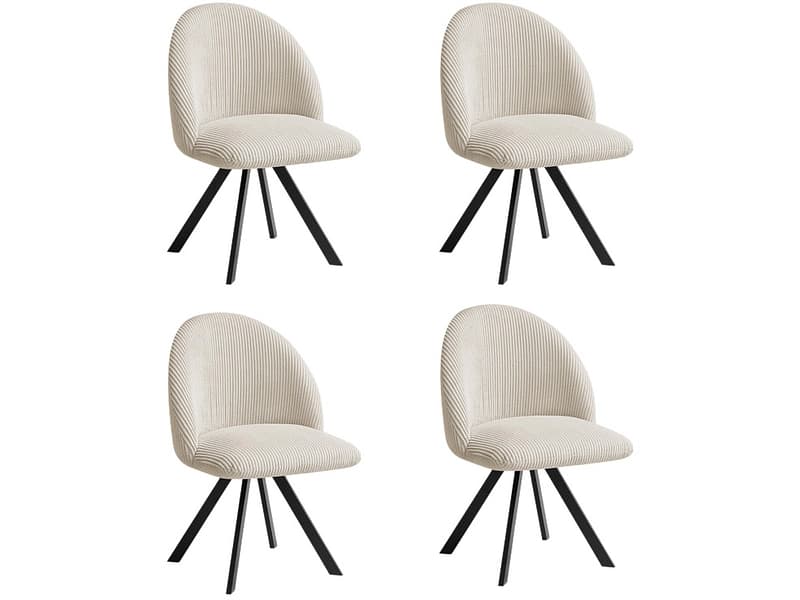 BOBOCHIC Set mit 4 Stühlen LALIE Stoff beige