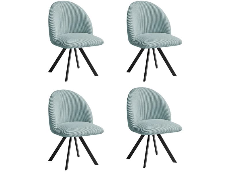 BOBOCHIC Set mit 4 Stühlen LALIE Stoff hellblau