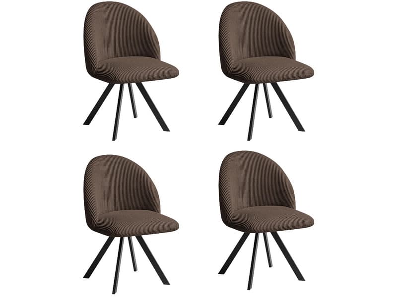 BOBOCHIC Set mit 4 Stühlen LALIE Stoff rotbraun