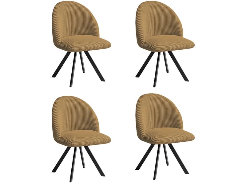 BOBOCHIC Set mit 4 Stühlen LALIE Stoff gelb