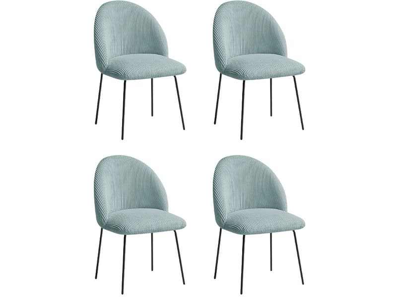 BOBOCHIC Set mit 4 Stühlen LALIE Stoff hellblau