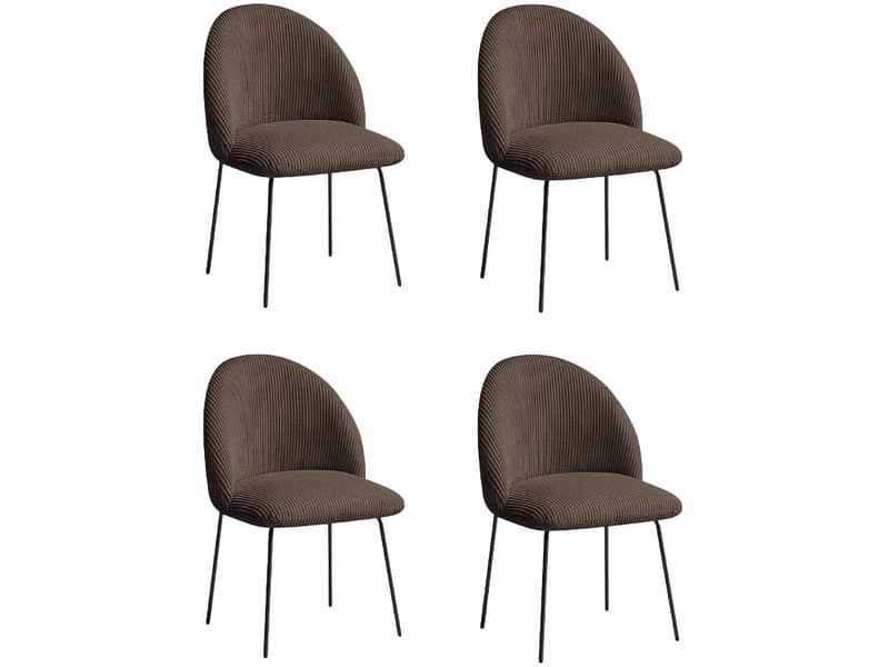 BOBOCHIC Set mit 4 Stühlen LALIE Stoff rotbraun