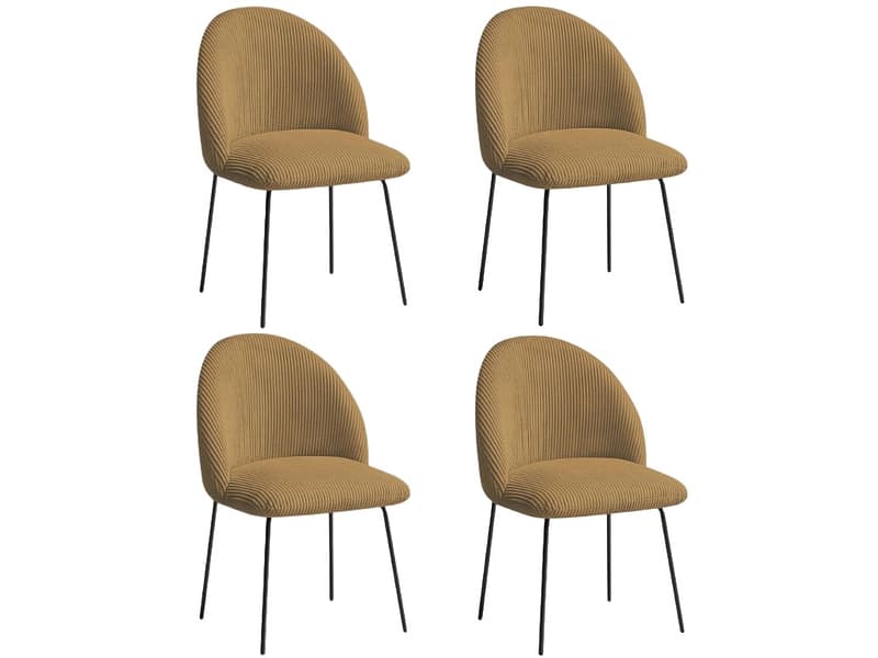 BOBOCHIC Set mit 4 Stühlen LALIE Stoff gelb