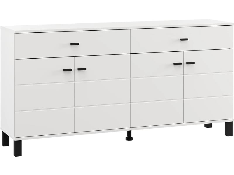 Kommode ALMOND 4 Türen 2 Schubladen 35x154x77.5cm weiss melamin