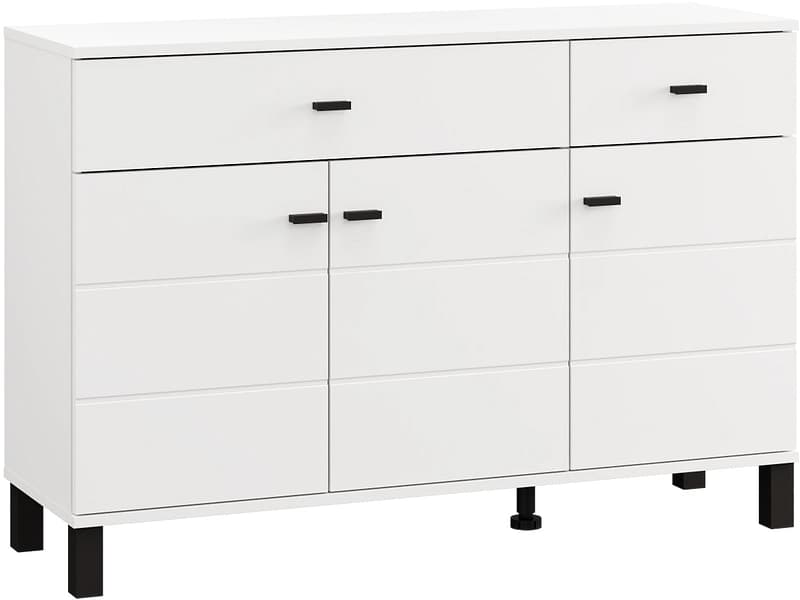 Kommode ALMOND 3 Türen 2 Schubladen 35x115.5x77.5cm weiss melamin