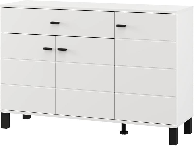 Kommode ALMOND 3 Türen 1 Schublade 35x115.5x77.5cm weiss melamin