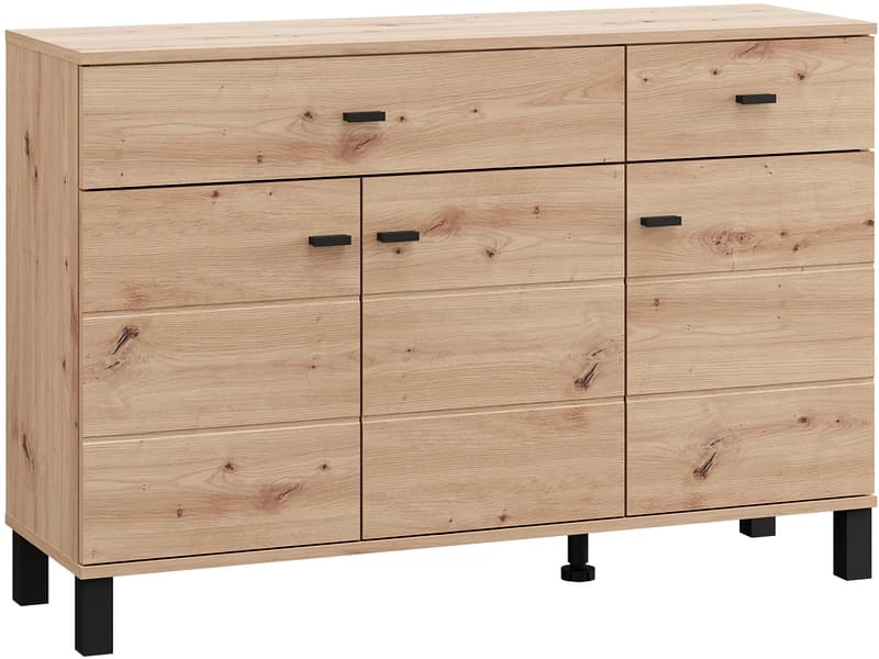 Kommode ALMOND 3 Türen 2 Schubladen 35x115.5x77.5cm artisan eiche melamin