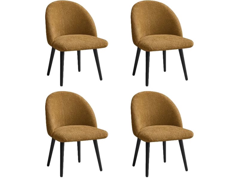 BOBOCHIC Set mit 4 Stühlen LALIE Stoff gelb