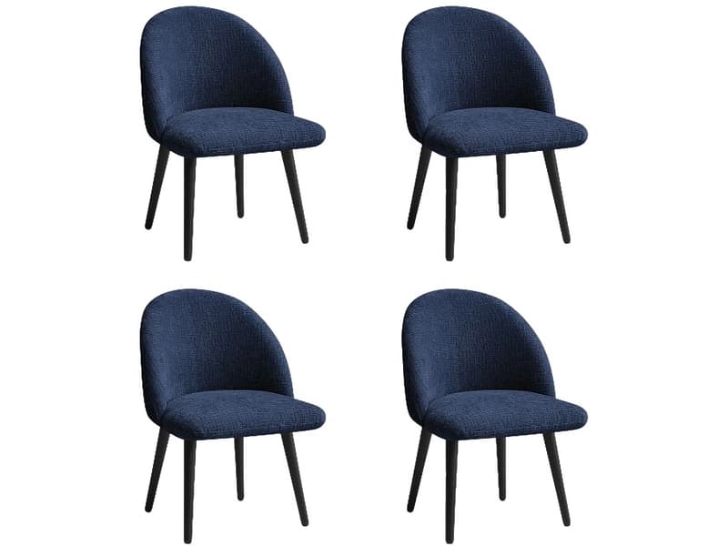 BOBOCHIC Set mit 4 Stühlen LALIE Stoff dunkelblau