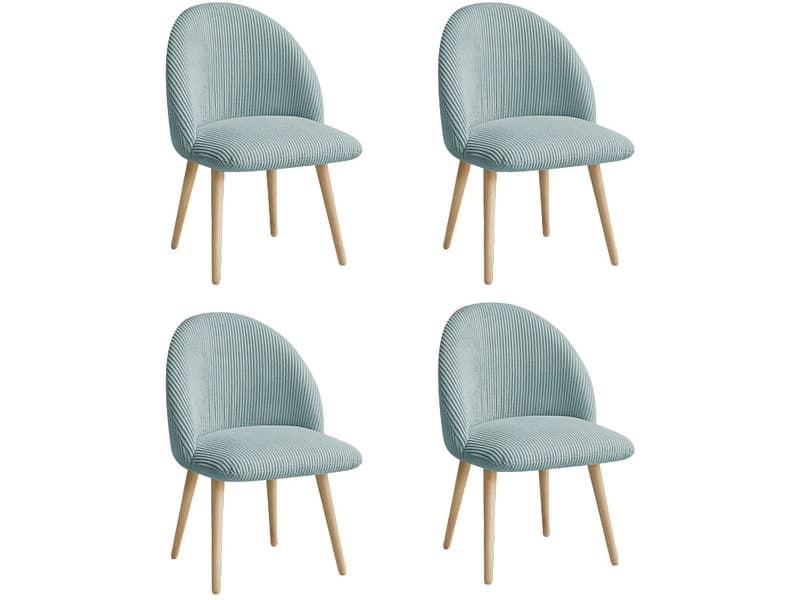 BOBOCHIC Set mit 4 Stühlen LALIE Stoff hellblau