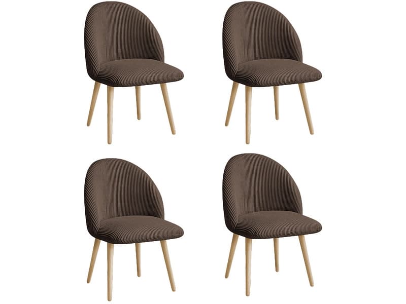 BOBOCHIC Set mit 4 Stühlen LALIE Stoff rotbraun
