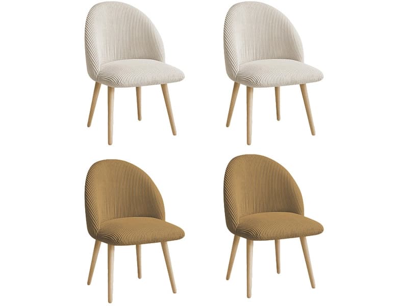 BOBOCHIC Set mit 4 Stühlen LALIE Stoff beige