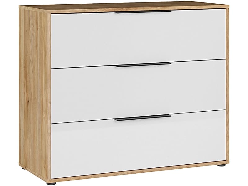 Kommode ALABAMA 3 Schubladen 41.4x97.9x81.7cm weiss glänzend glitzernd