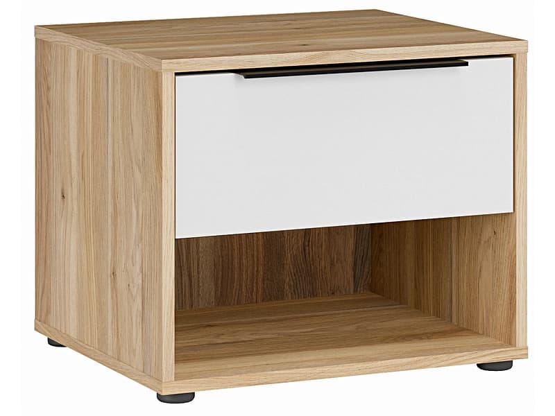 Nachttisch ALABAMA 1 Schublade 48.2x41.4x40.1cm weiss glänzend glitzernd
