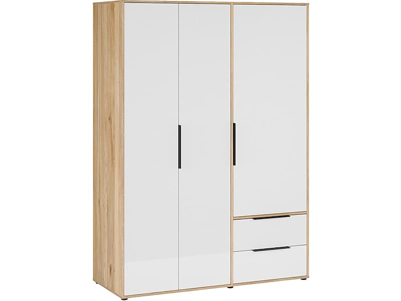 Drehtürenschrank ALABAMA weiss glänzend 3 Türen 2 Schubladen