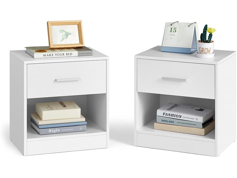 2 Nachttische-Set SONGMICS LIGHTY 28x39x41cm weiss melamin