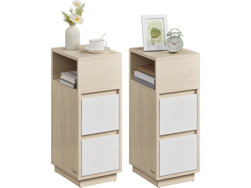 2 Nachttische-Set SONGMICS SADY 30x25x65cm natürliches holz melamin