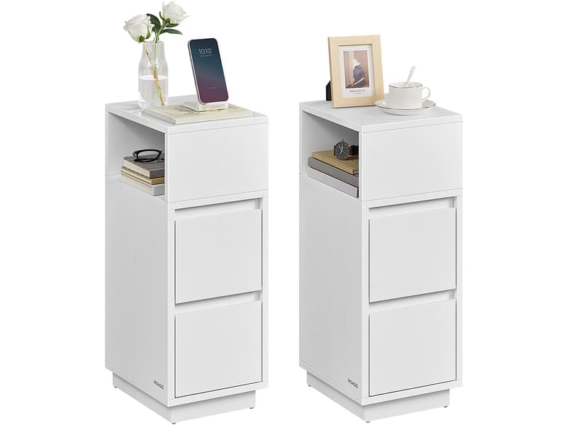 2 Nachttische-Set SONGMICS SADY 30x25x65cm weiss melamin
