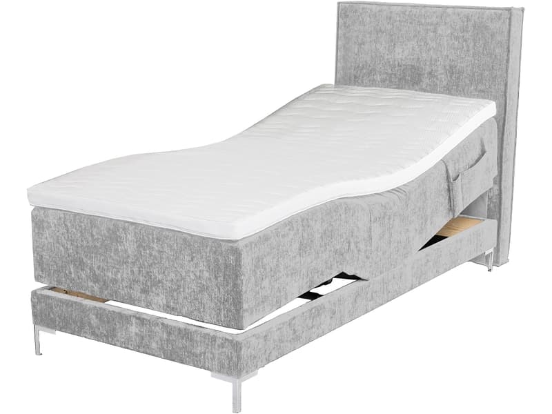 Elektrisches Boxspringbett HUNTER hellgrau 90x200cm halbfest