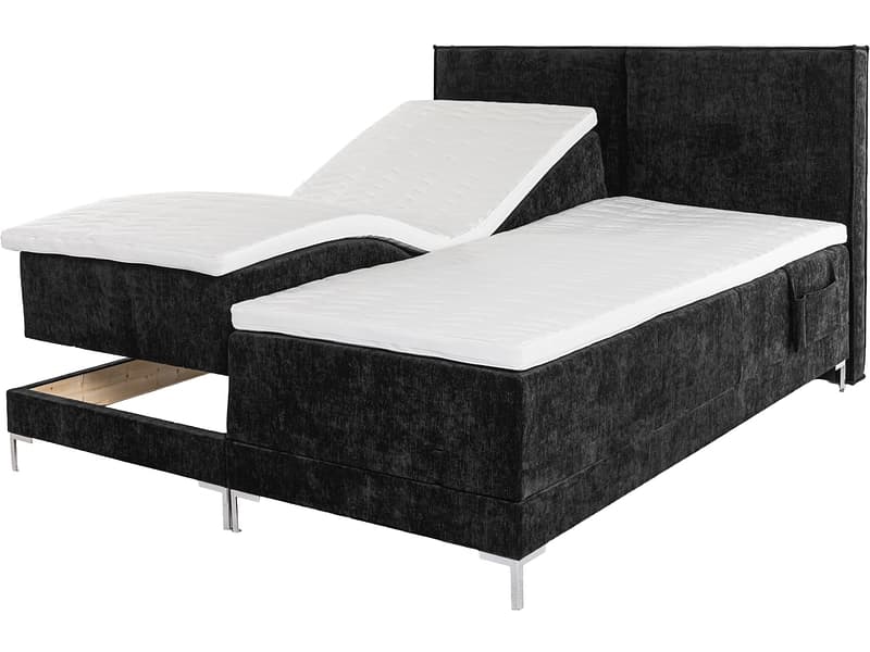 Elektrisches Boxspringbett HUNTER schwarz 160x200cm halbfest / fest