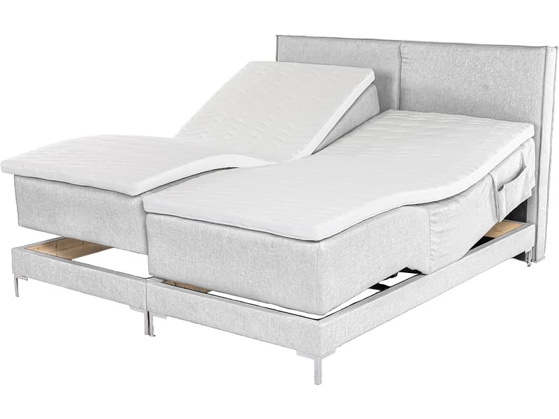 Elektrisches Boxspringbett HUNTER hellgrau 200x200cm fest
