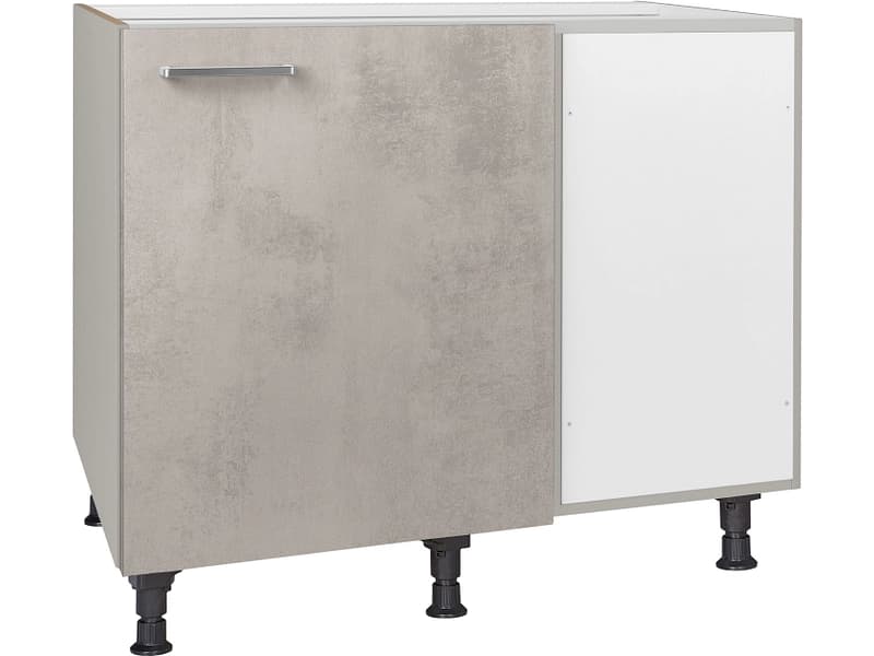 MODUSET Küchen-Eckunterschrank RIVA 100x65x87cm beton grau