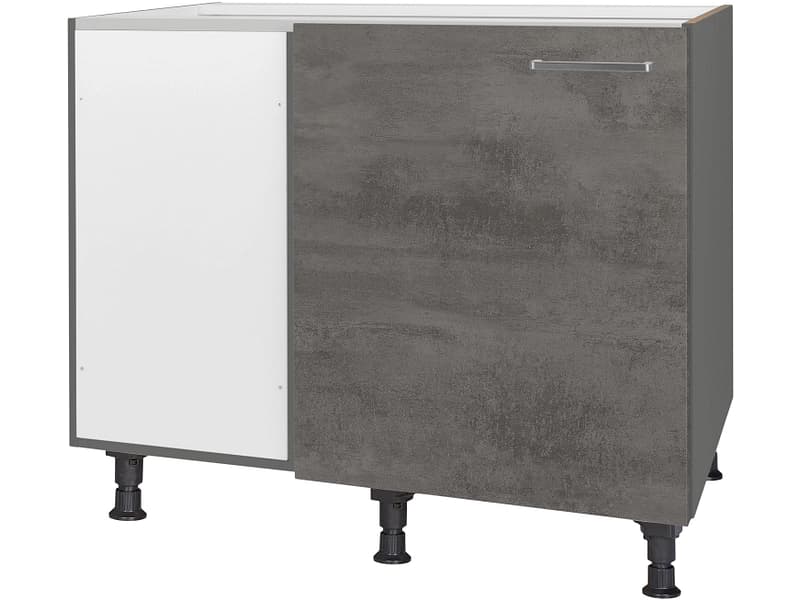 MODUSET Küchen-Eckunterschrank RIVA 100x65x87cm beton schiefergrau