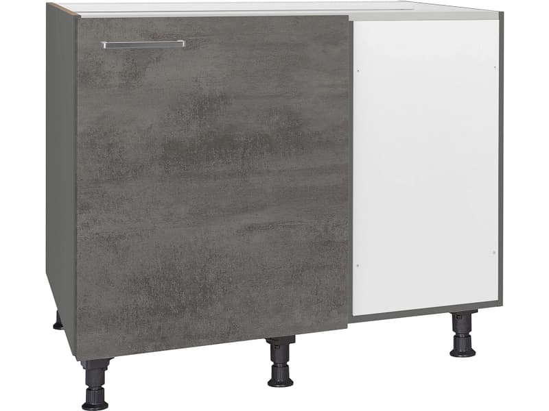 MODUSET Küchen-Eckunterschrank RIVA 100x65x87cm beton schiefergrau