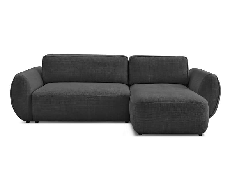 Ecksofa BOBOCHIC DENISE Stoff mit Textur schwarz