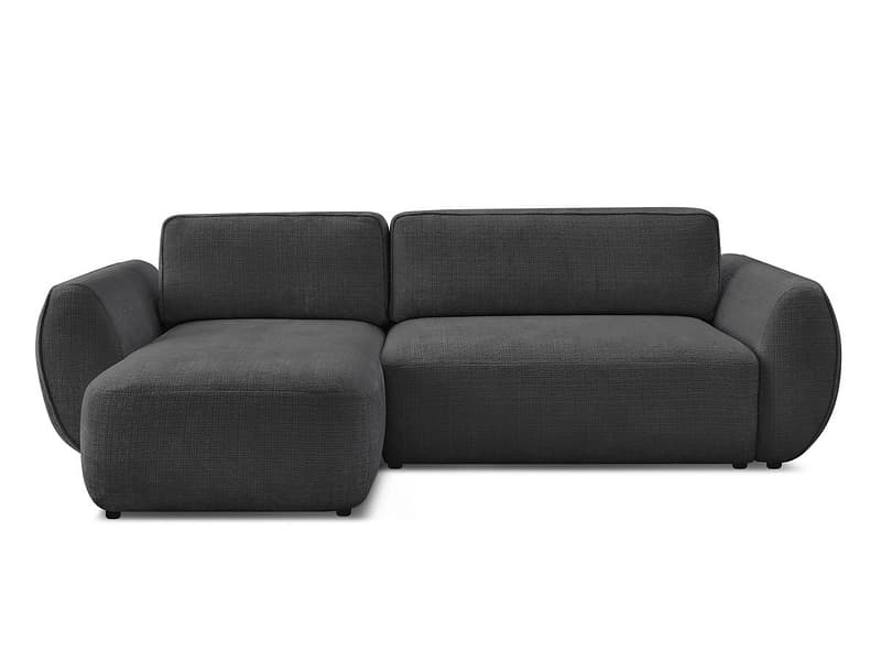 Ecksofa BOBOCHIC DENISE Stoff mit Textur schwarz