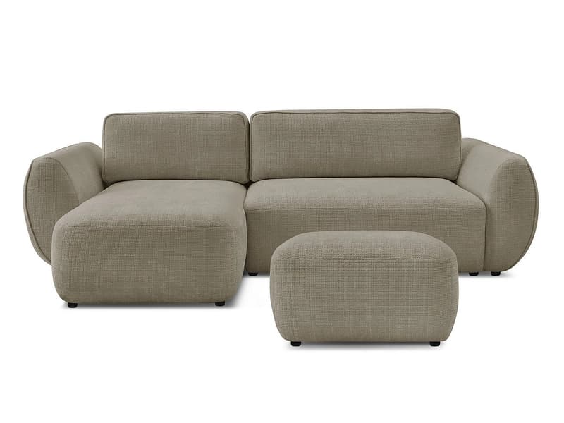 Ecksofa mit Hocker BOBOCHIC DENISE Stoff mit Textur taupe