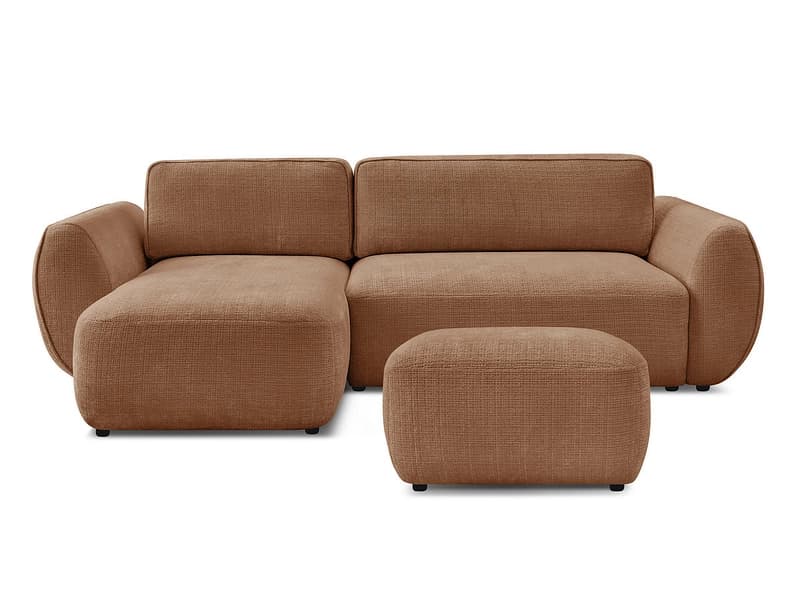 Ecksofa mit Hocker BOBOCHIC DENISE Stoff mit Textur orange