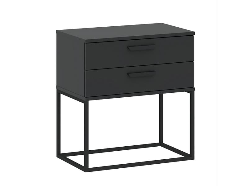 Nachttisch CADRO 2 Schubladen 60x38.5x65cm anthrazit matt / laminiert