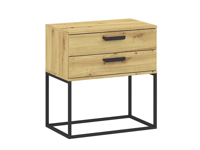 Nachttisch CADRO 2 Schubladen 60x38.5x65cm artisan eiche matt / laminiert