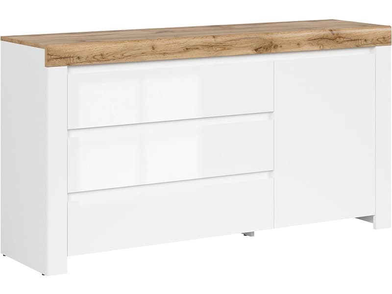 Kommode HOLTEN 1 Tür 3 Schubladen 42x156x83.5cm weiss laminiert