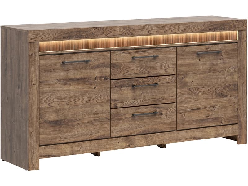 Kommode TORIN 2 Türen 3 Schubladen 45x180x93cm eiche dunkel dekor
