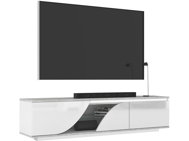 CIANN TV-Möbel GOYA 200cm weiss glänzend