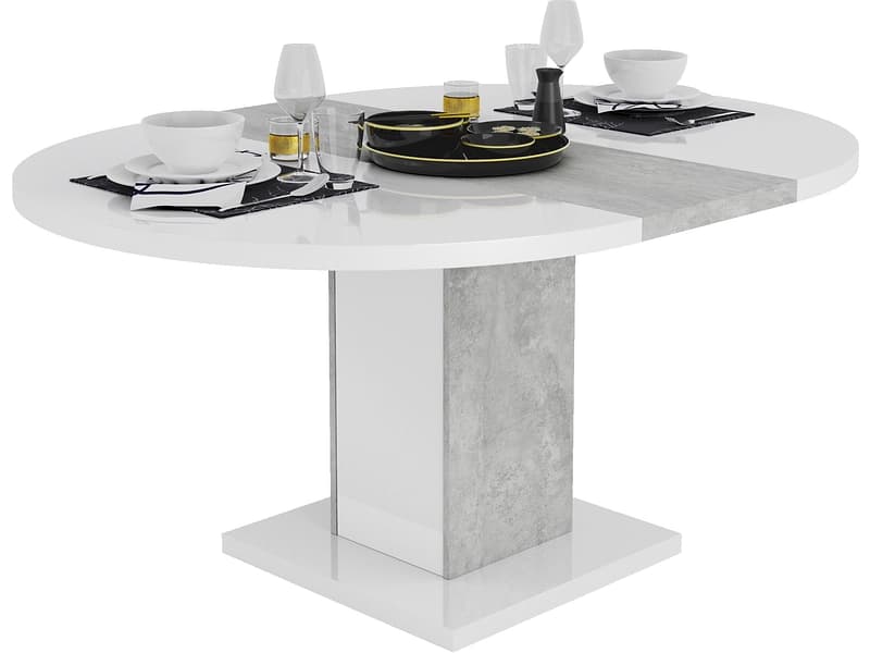 CIANN Tisch ausziehbar GOYA 120-165x120x76cm weiss glänzend