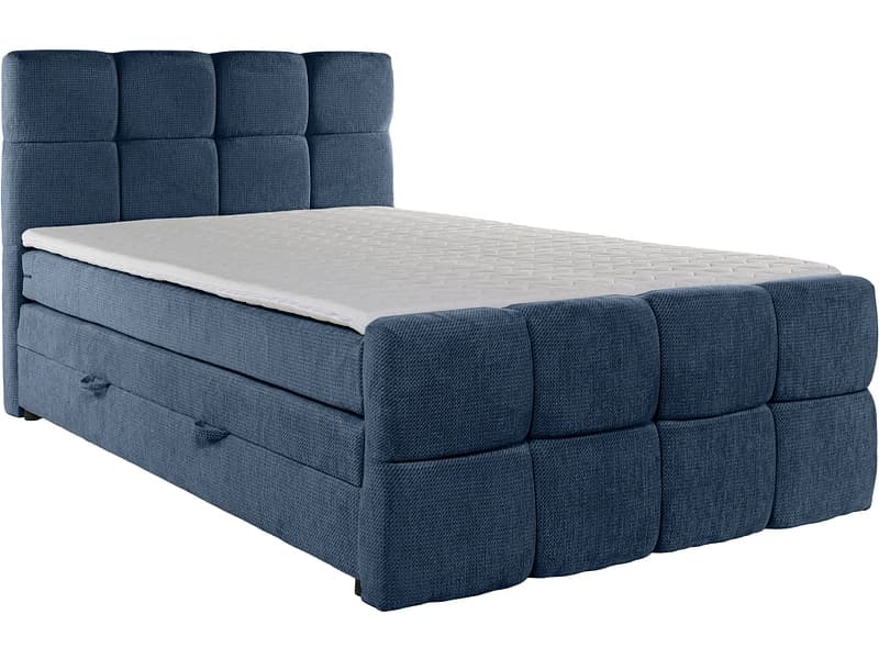 Boxspringbett GELATO dunkelblau 180x200cm halbfest