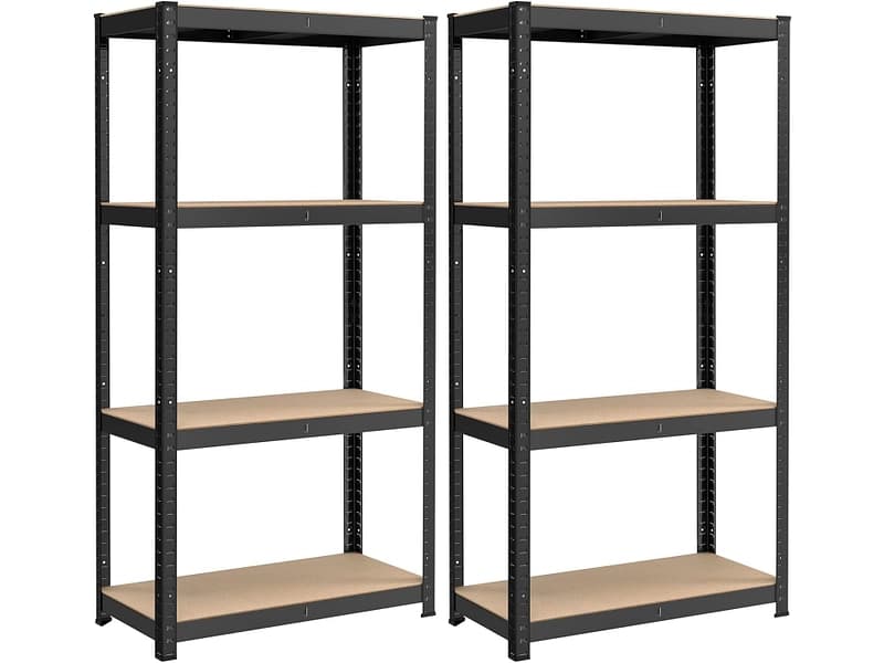 SONGMICS Set aus 2 Schwerlastregalen SMART 80x40x160cm edelstahl edelstahl / melamin