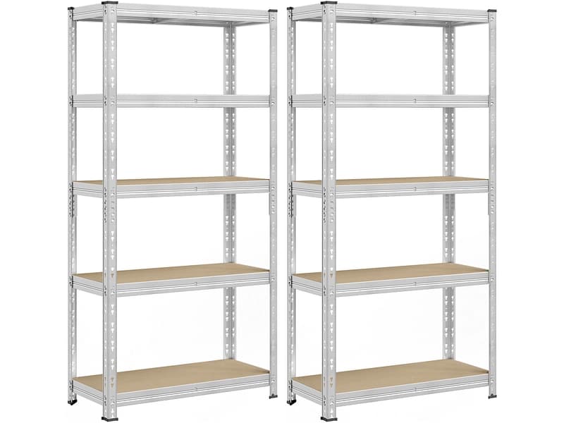 SONGMICS Set aus 2 Schwerlastregalen SMART 90x40x180cm edelstahl edelstahl / melamin