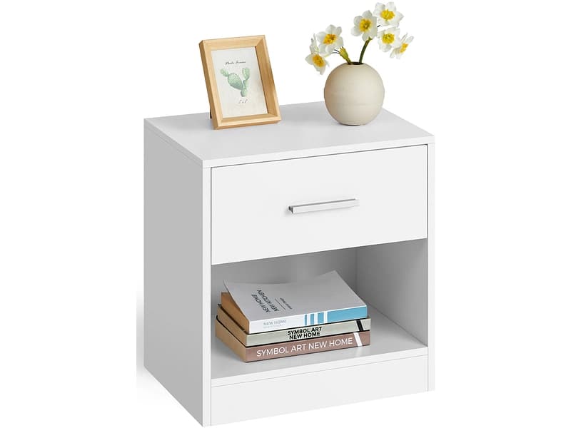 Nachttisch SONGMICS LIGHTY 1 Schublade 39x28x41cm wolkenweiss melamin