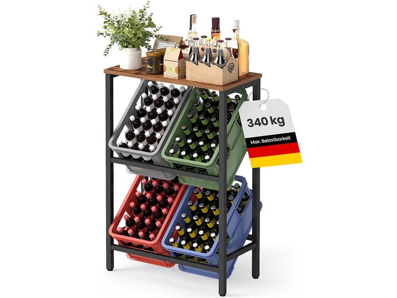 SONGMICS Regal für Getränkekisten RUSTIK 70.4x40x117.3cm edelstahl melamin