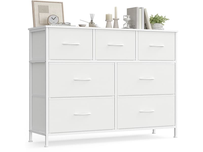 Kommode SONGMICS LIGHTY 7 Schubladen 30x98.8x73.7cm wolkenweiss melamin