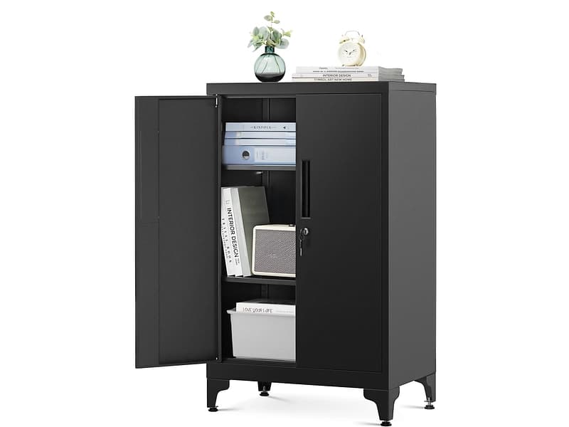 Kommode SONGMICS FABRIK 2 Türen 40x60x99.9cm schwarz edelstahl / antik