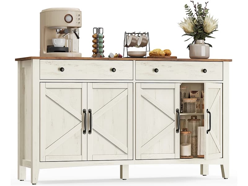 Sideboard SONGMICS SADY 4 Türen 2 Schubladen 40x140x80cm weiss melamin