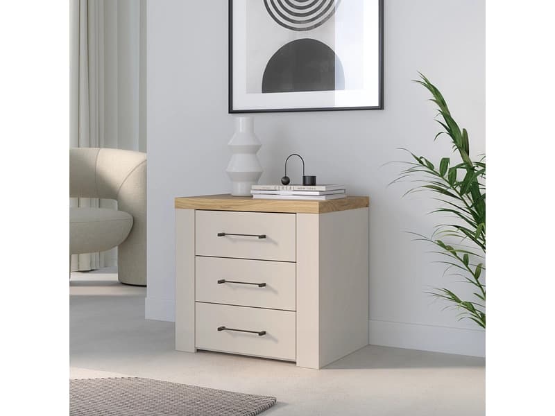 Nachttisch NELLEKE 3 Schubladen 56.6x41.3x54.3cm sand dekor